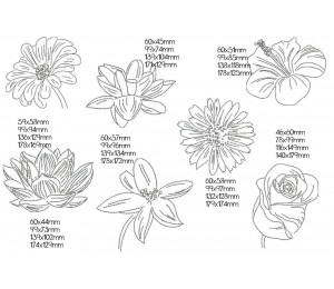 Stickserie - Blumen Line Art